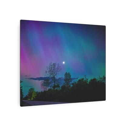 Lunar Whisper Amidst the Aurora’s Embrace Metal Art