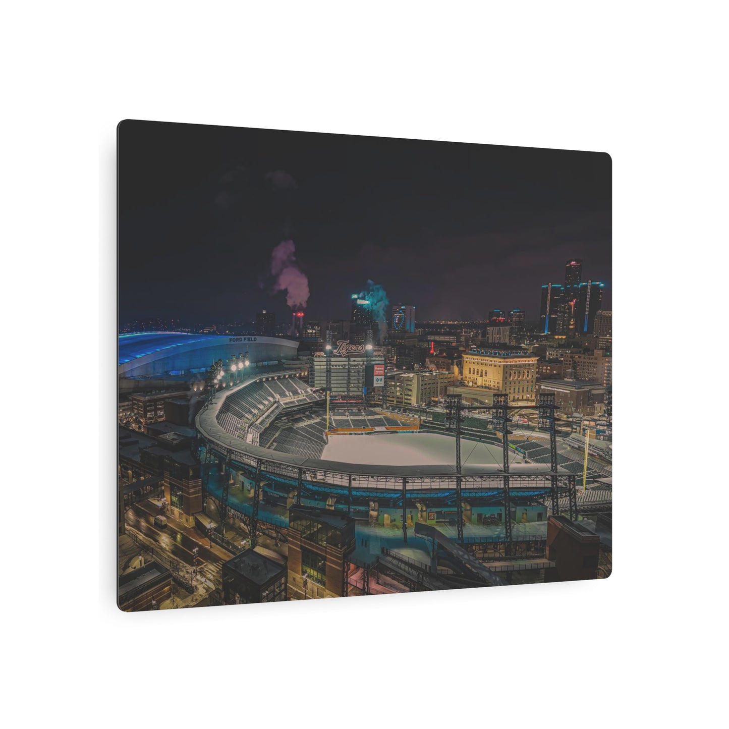 Detroit at Night Metal Art