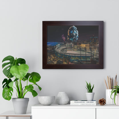 Detroit Lion Skyline Framed Horizontal