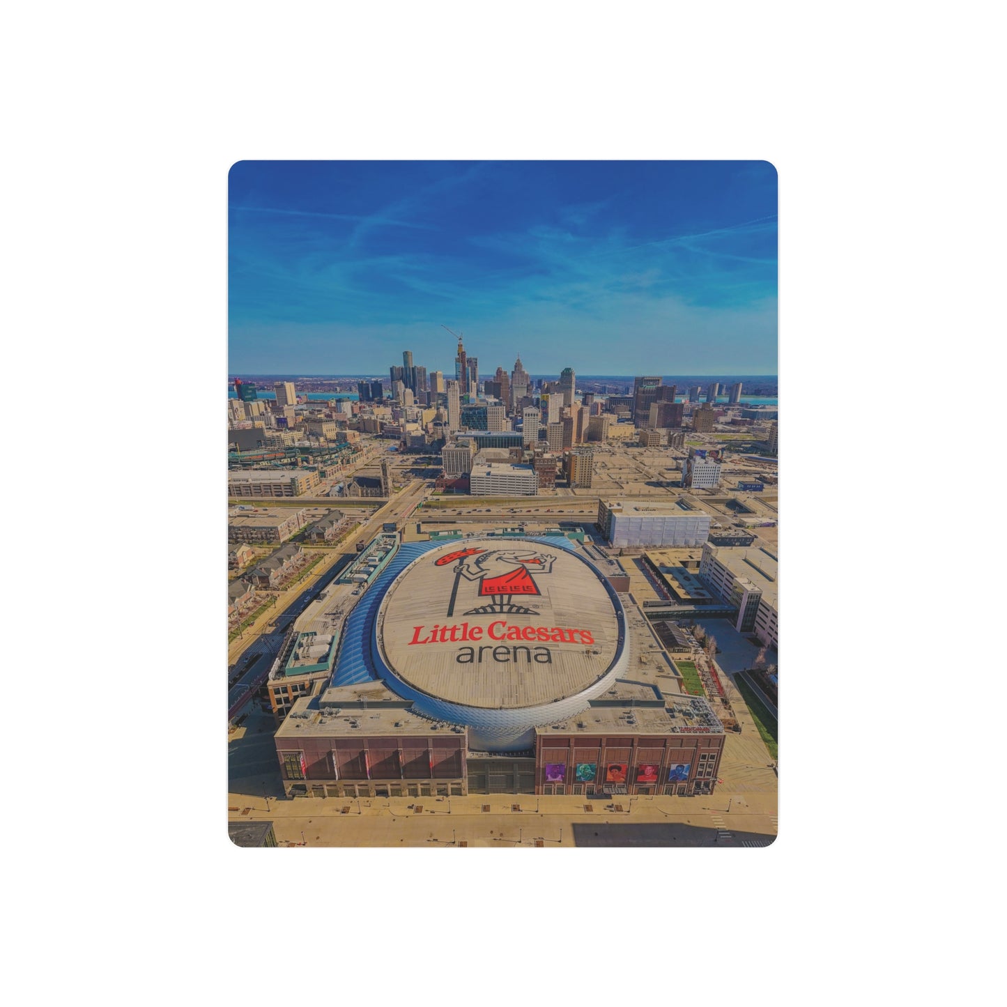 Urban Symphony: Detroit’s Skyline and Little Caesars Arena Dance in Metal Prints