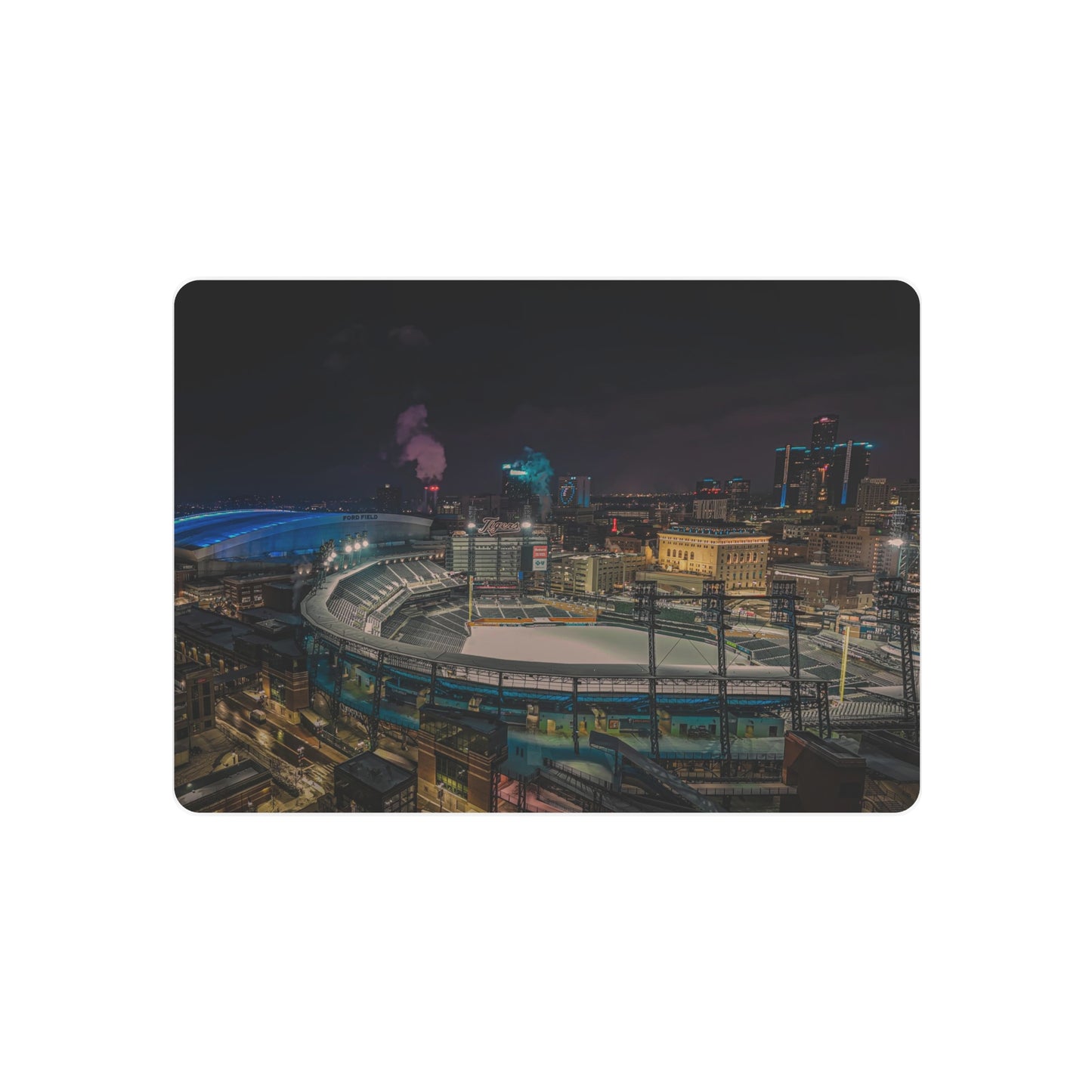 Detroit at Night Metal Art