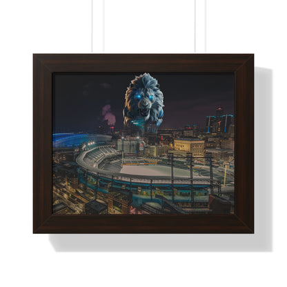 Detroit Lion Skyline Framed Horizontal