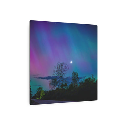 Lunar Whisper Amidst the Aurora’s Embrace Metal Art