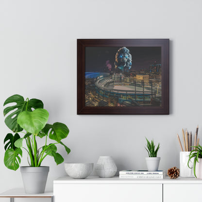 Detroit Lion Skyline Framed Horizontal