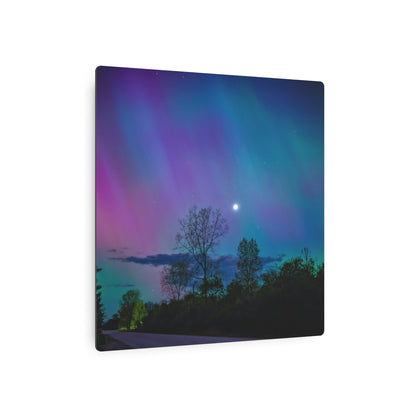 Lunar Whisper Amidst the Aurora’s Embrace Metal Art