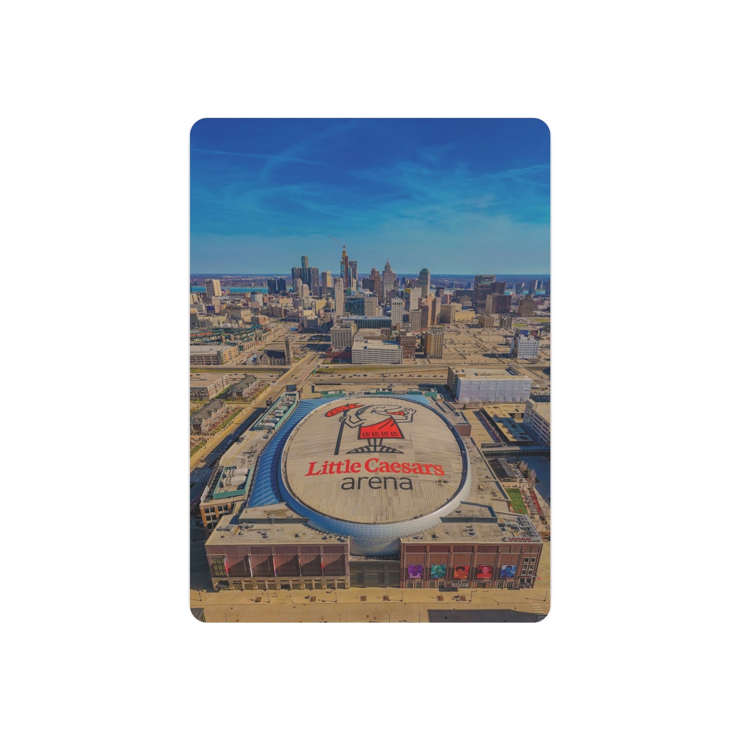 Urban Symphony: Detroit’s Skyline and Little Caesars Arena Dance in Metal Prints