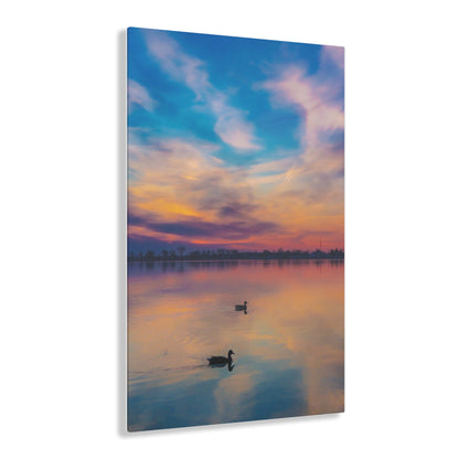 Tranquil Dawn: Mallard Ducks Grace the St. Clair River