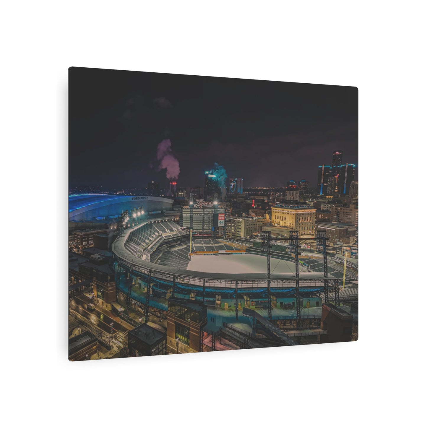 Detroit at Night Metal Art