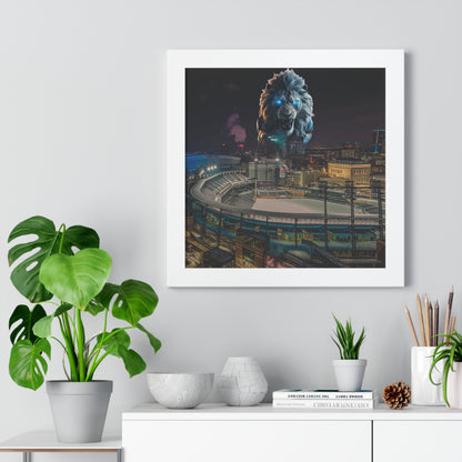 Detroit Lion Skyline Framed Horizontal