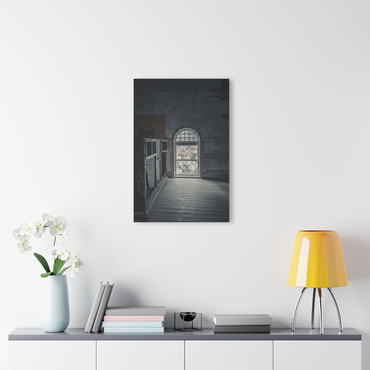 Elevated Elegance: The Arched Window’s Timeless Gaze in Marine City’s Historic Hall