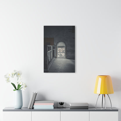 Elevated Elegance: The Arched Window’s Timeless Gaze in Marine City’s Historic Hall