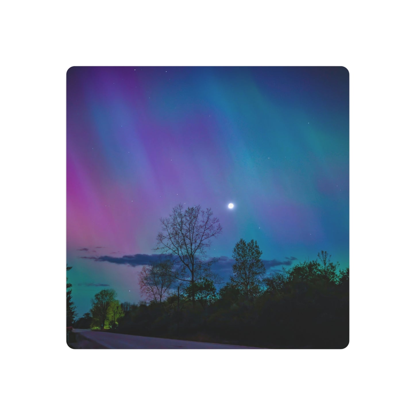 Lunar Whisper Amidst the Aurora’s Embrace Metal Art