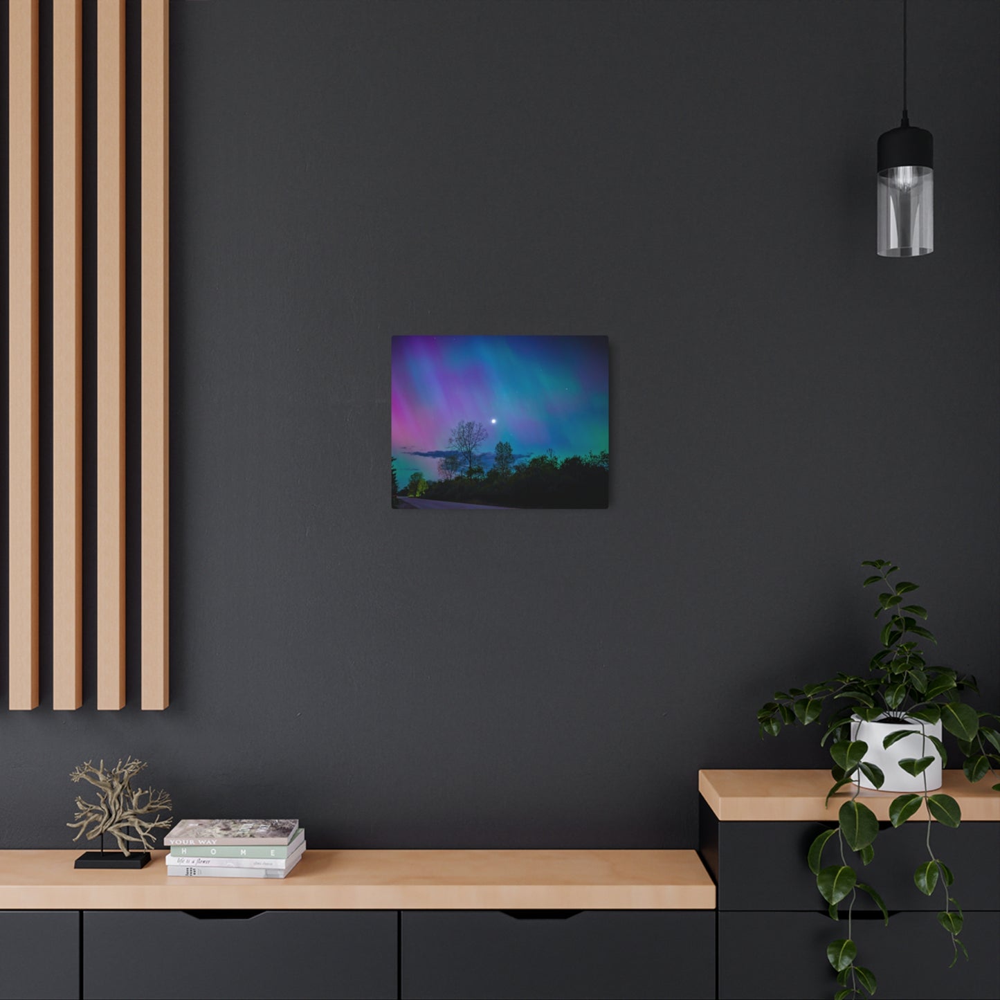 Lunar Whisper Amidst the Aurora’s Embrace Metal Art