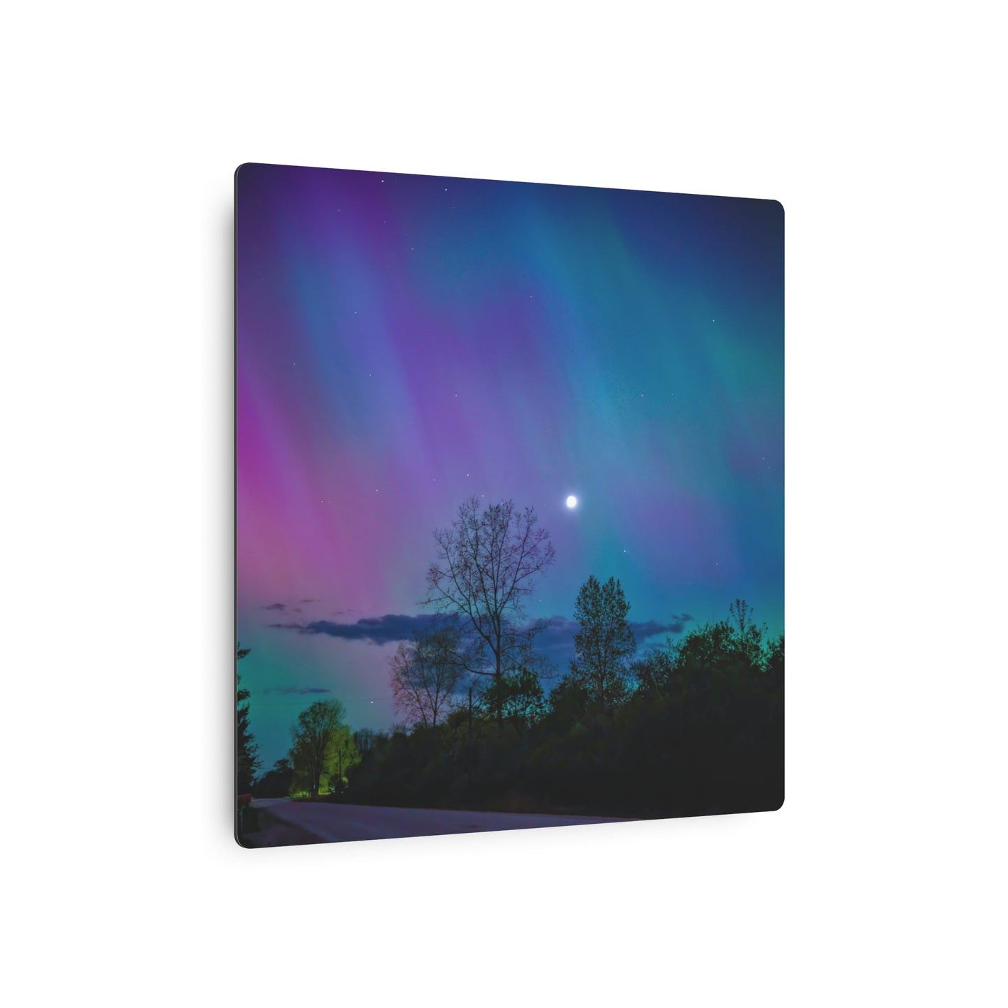 Lunar Whisper Amidst the Aurora’s Embrace Metal Art