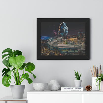 Detroit Lion Skyline Framed Horizontal