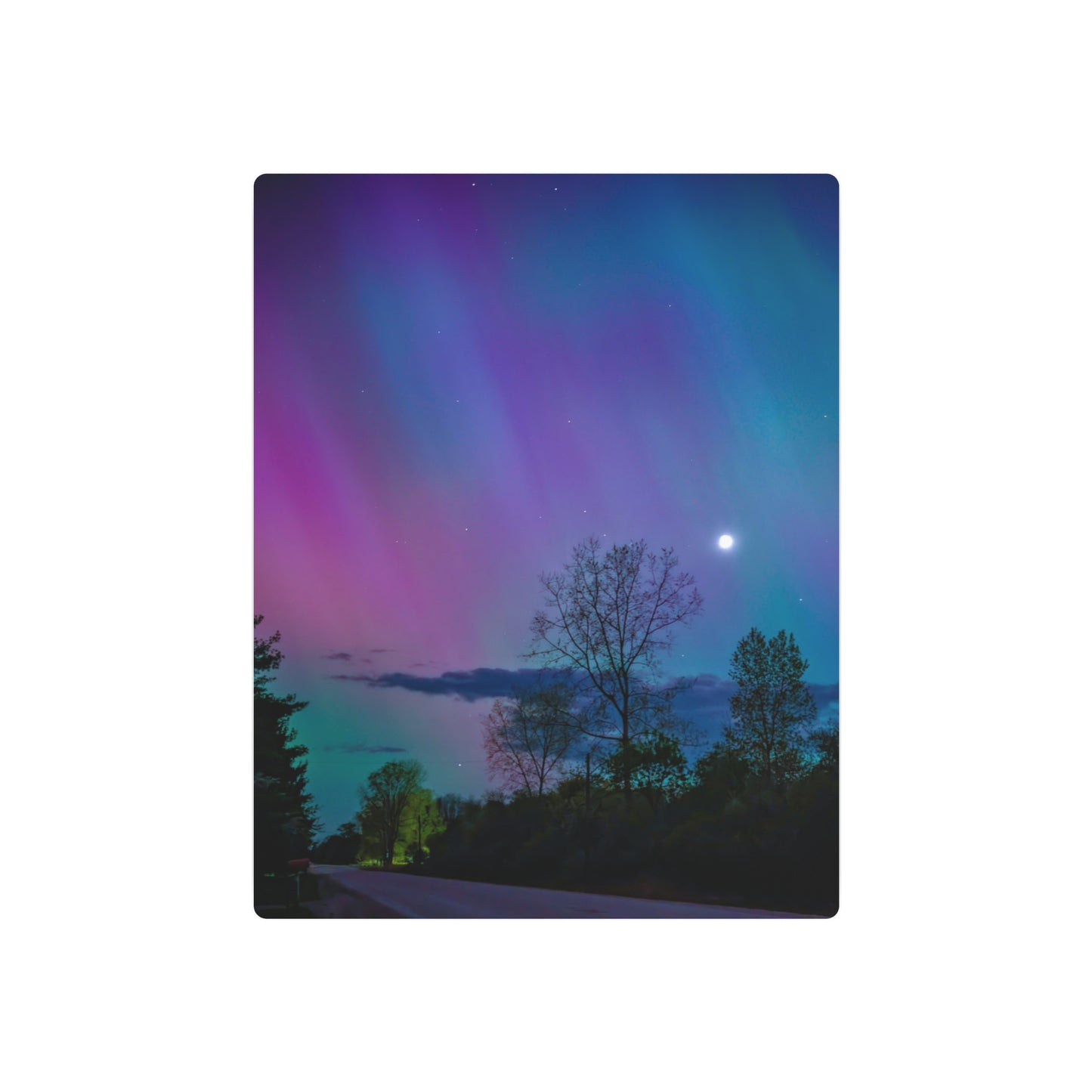 Lunar Whisper Amidst the Aurora’s Embrace Metal Art