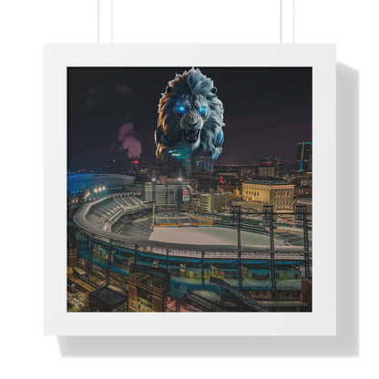 Detroit Lion Skyline Framed Horizontal