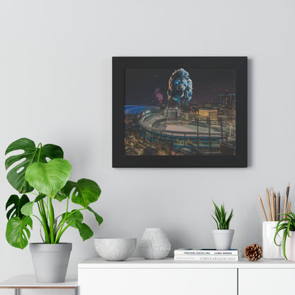 Detroit Lion Skyline Framed Horizontal