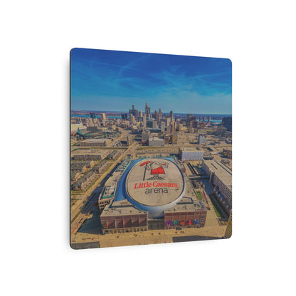 Urban Symphony: Detroit’s Skyline and Little Caesars Arena Dance in Metal Prints