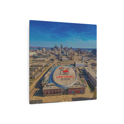 Urban Symphony: Detroit’s Skyline and Little Caesars Arena Dance in Metal Prints