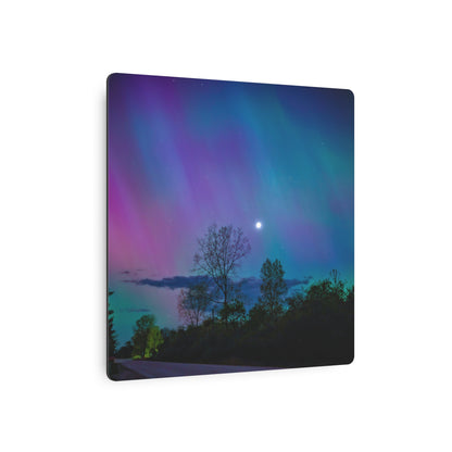 Lunar Whisper Amidst the Aurora’s Embrace Metal Art