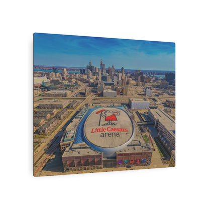 Urban Symphony: Detroit’s Skyline and Little Caesars Arena Dance in Metal Prints