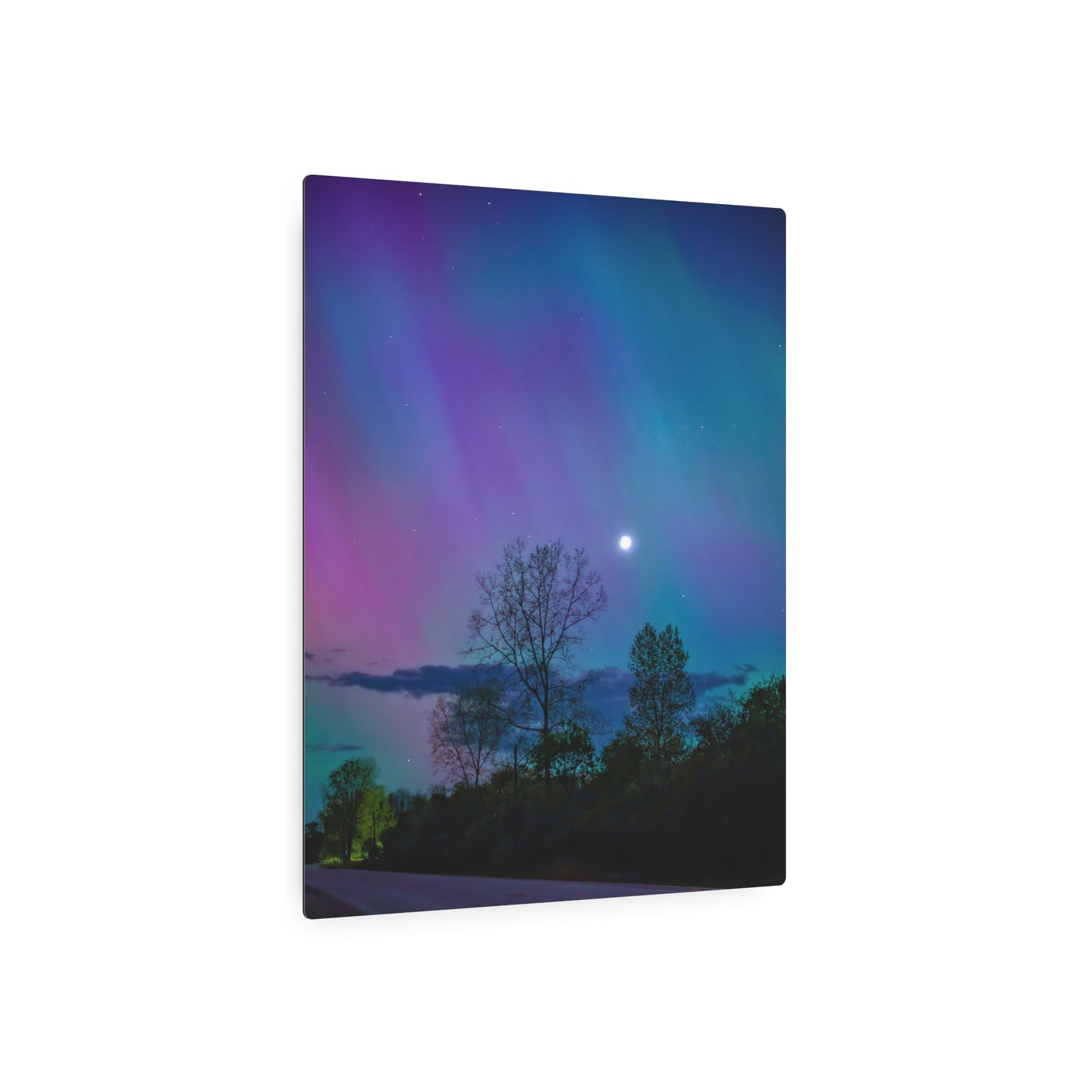 Lunar Whisper Amidst the Aurora’s Embrace Metal Art