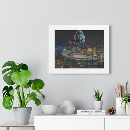 Detroit Lion Skyline Framed Horizontal