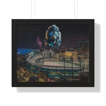 Detroit Lion Skyline Framed Horizontal