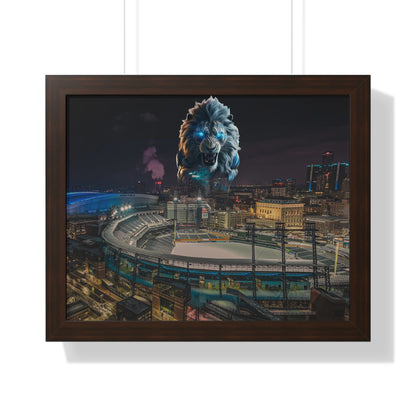 Detroit Lion Skyline Framed Horizontal