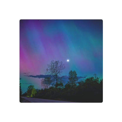 Lunar Whisper Amidst the Aurora’s Embrace Metal Art