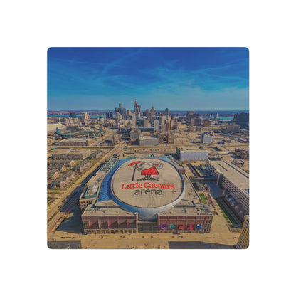 Urban Symphony: Detroit’s Skyline and Little Caesars Arena Dance in Metal Prints