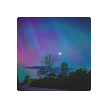 Lunar Whisper Amidst the Aurora’s Embrace Metal Art