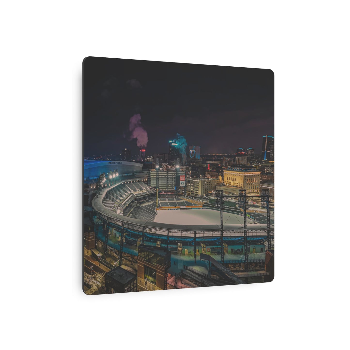 Detroit at Night Metal Art