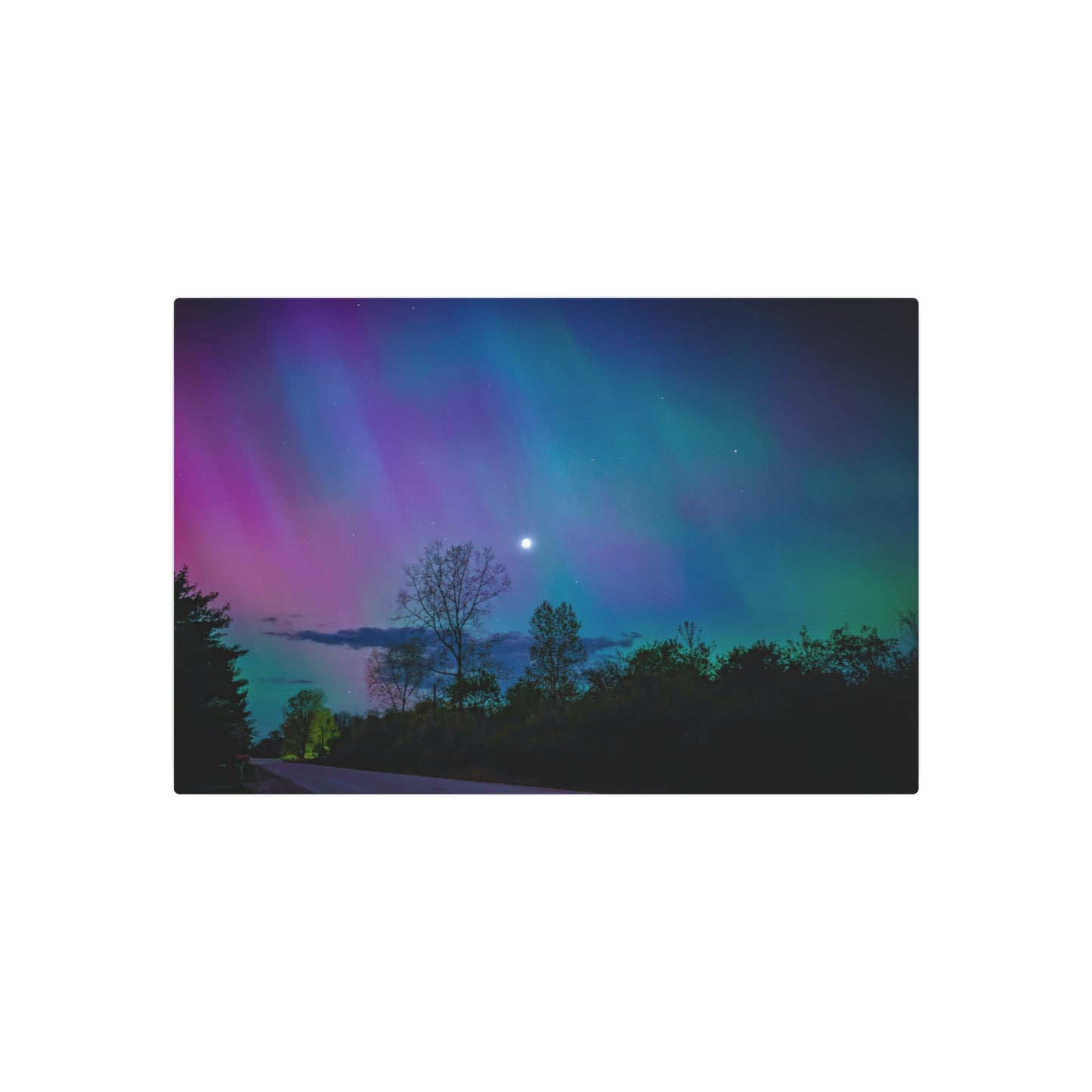 Lunar Whisper Amidst the Aurora’s Embrace Metal Art