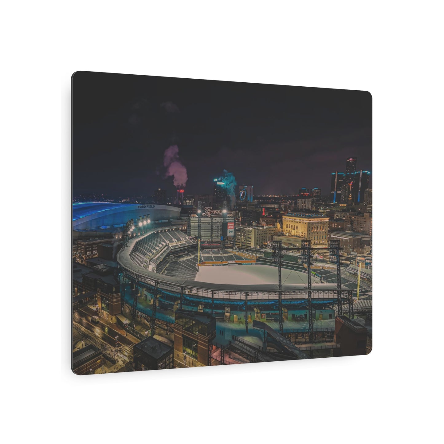 Detroit at Night Metal Art