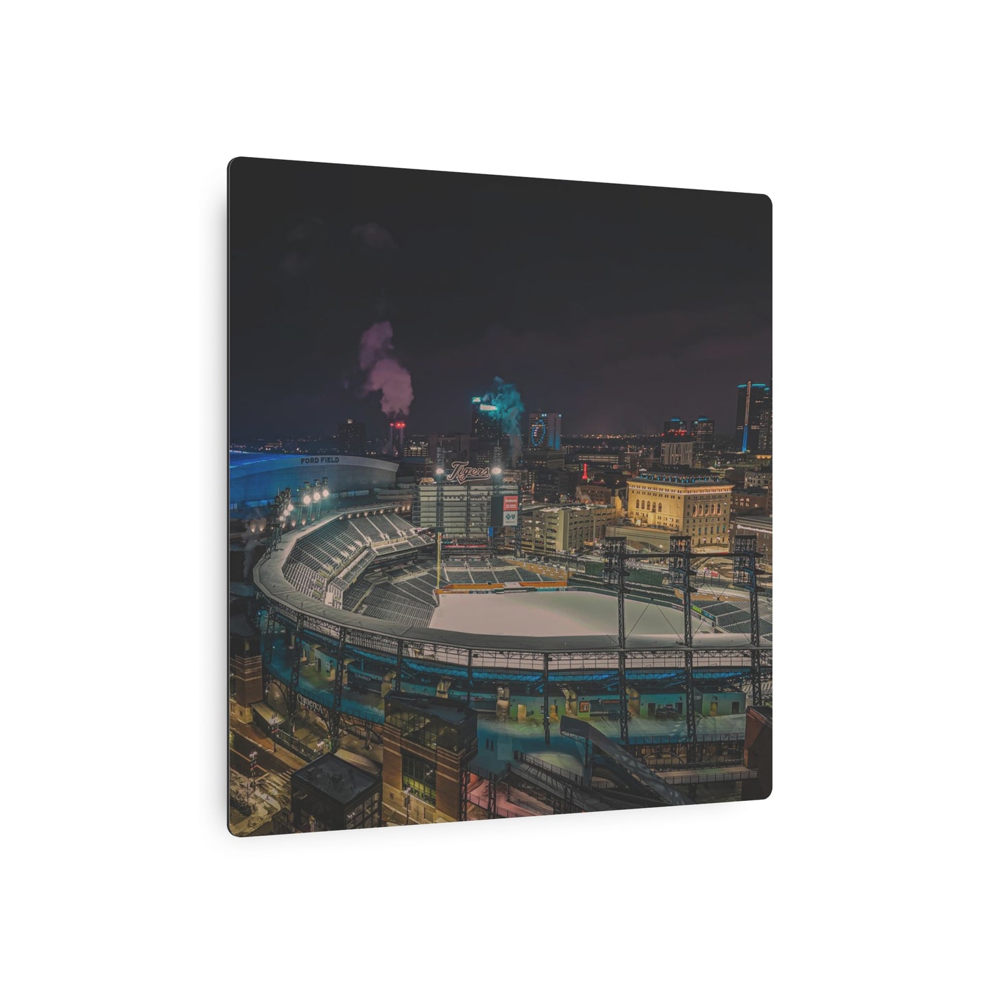 Detroit at Night Metal Art