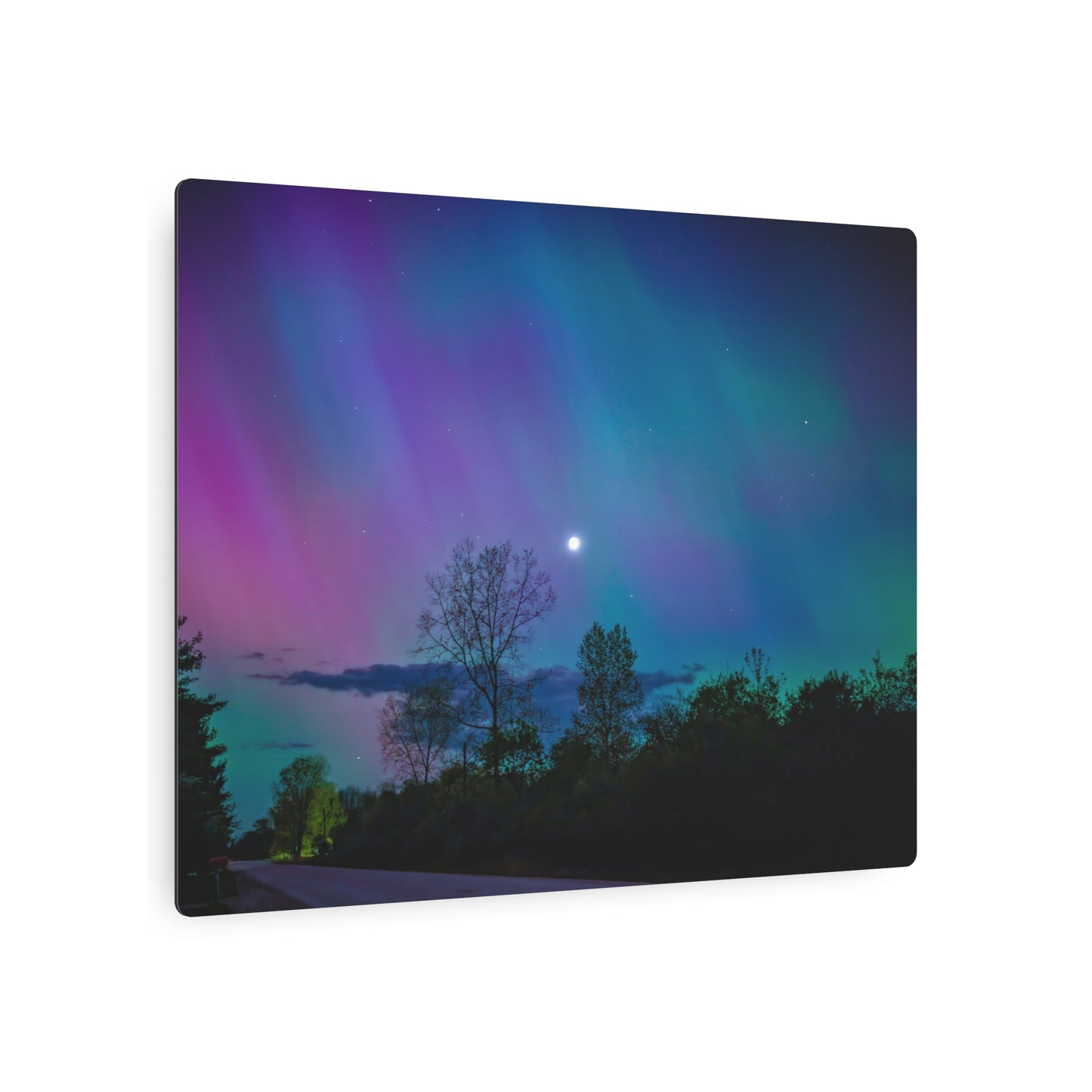 Lunar Whisper Amidst the Aurora’s Embrace Metal Art