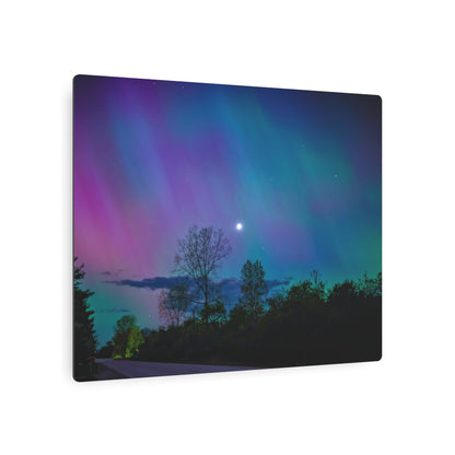 Lunar Whisper Amidst the Aurora’s Embrace Metal Art