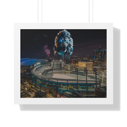 Detroit Lion Skyline Framed Horizontal