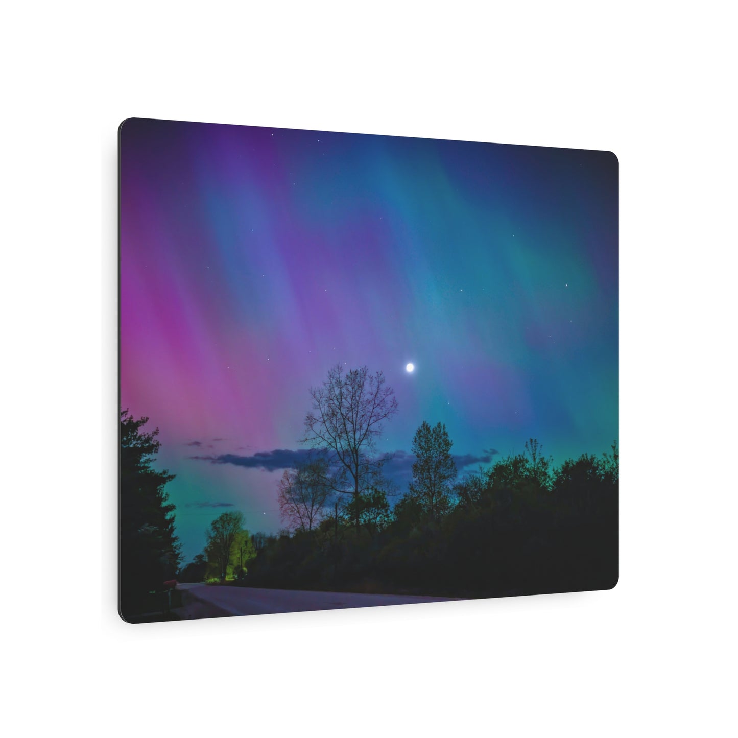 Lunar Whisper Amidst the Aurora’s Embrace Metal Art