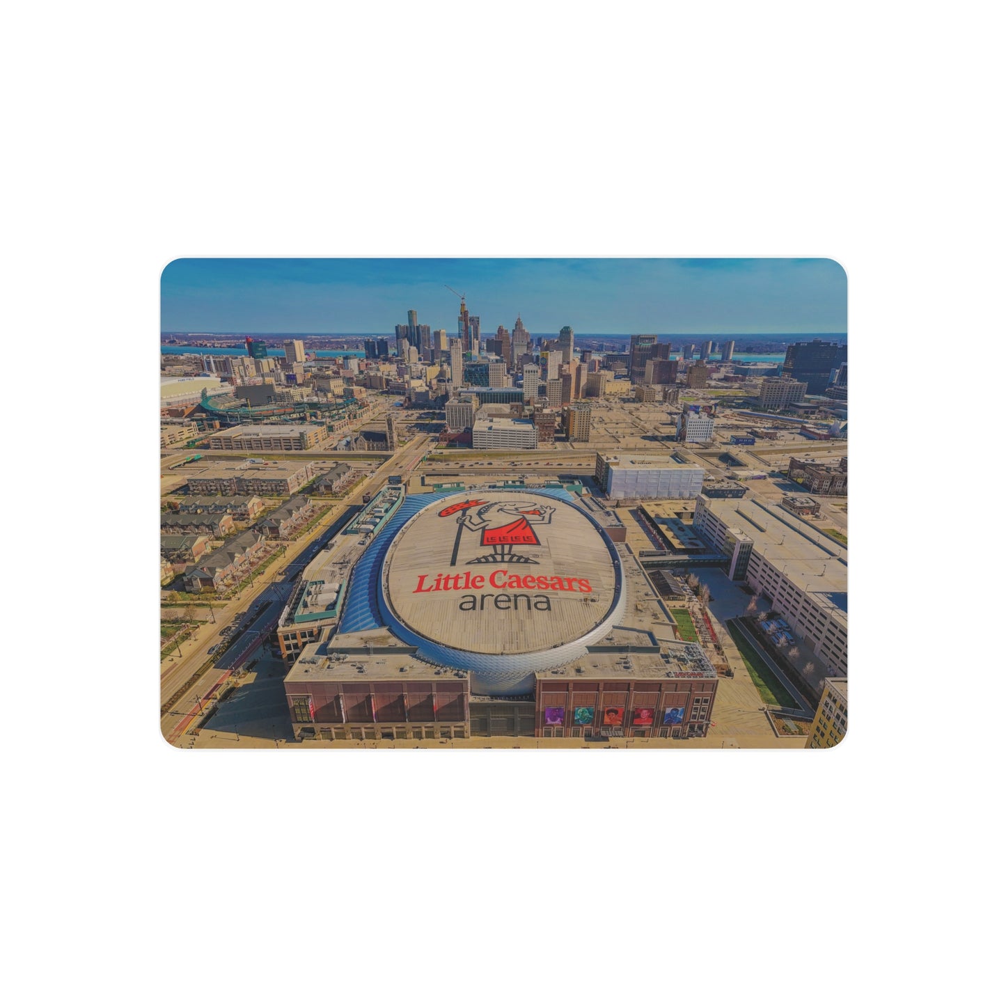 Urban Symphony: Detroit’s Skyline and Little Caesars Arena Dance in Metal Prints