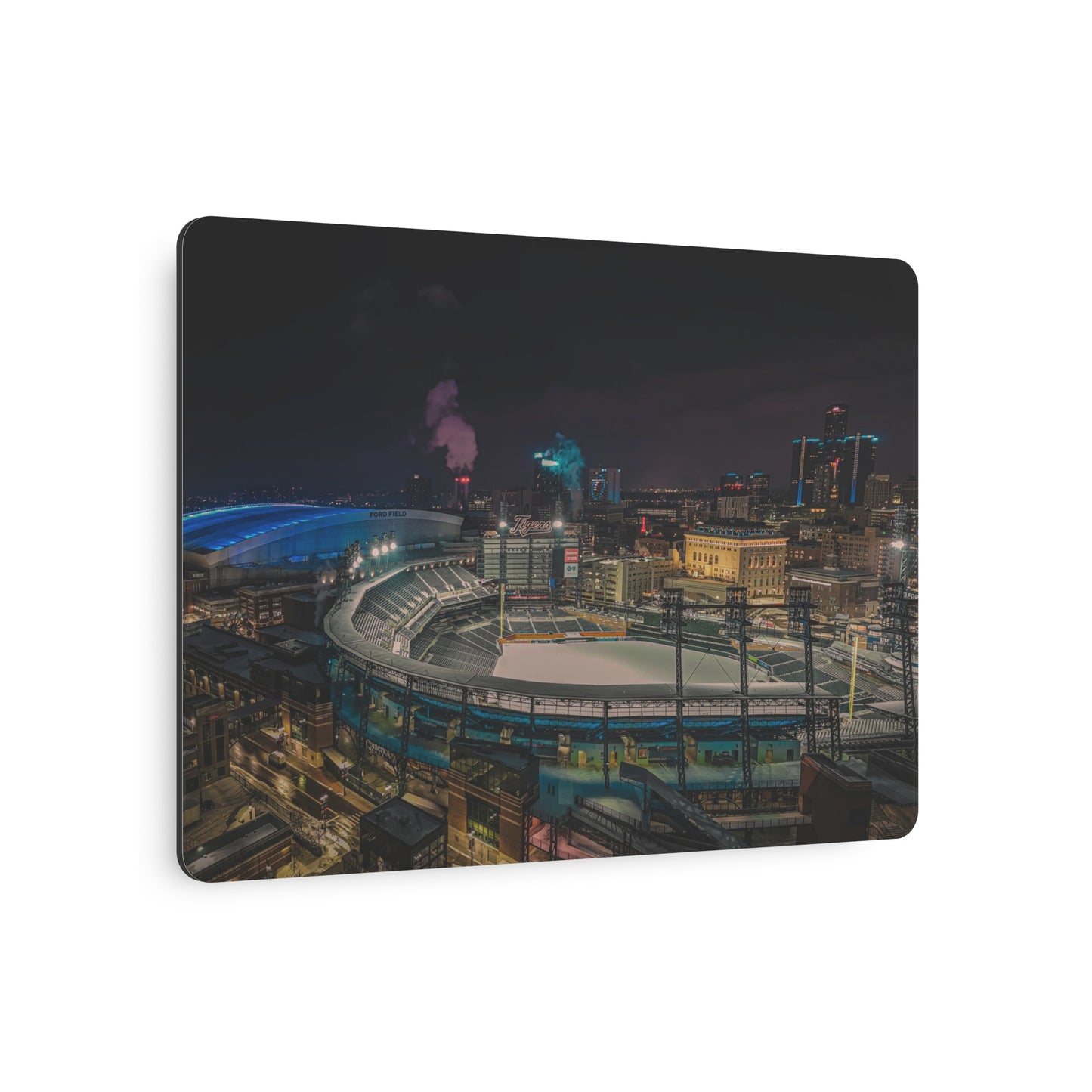 Detroit at Night Metal Art