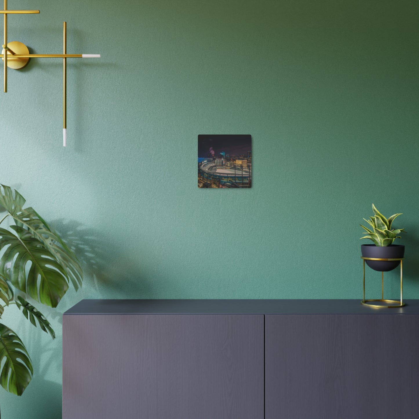 Detroit at Night Metal Art