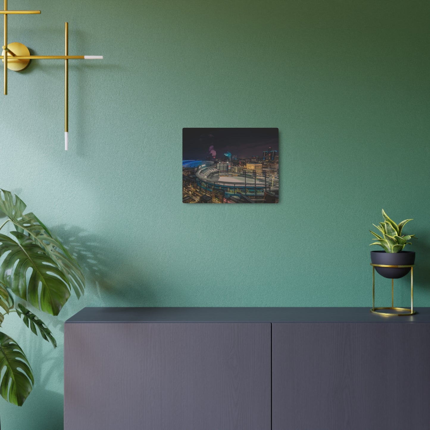 Detroit at Night Metal Art