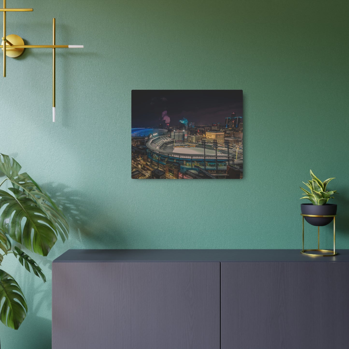 Detroit at Night Metal Art