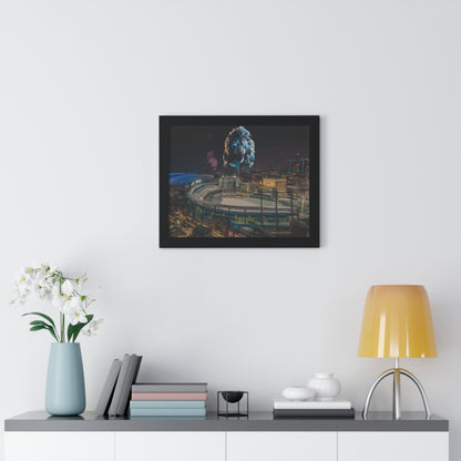 Detroit Lion Skyline Framed Horizontal