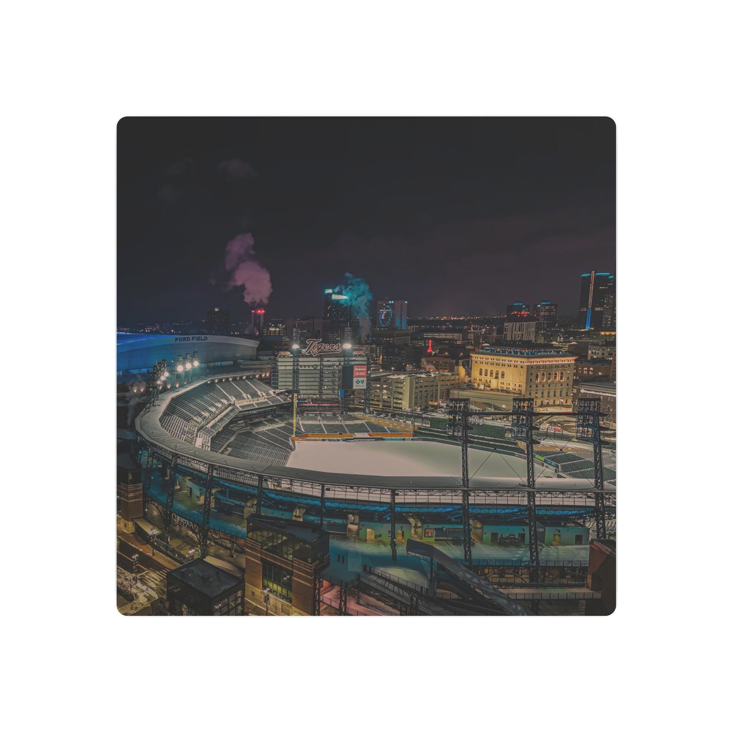 Detroit at Night Metal Art