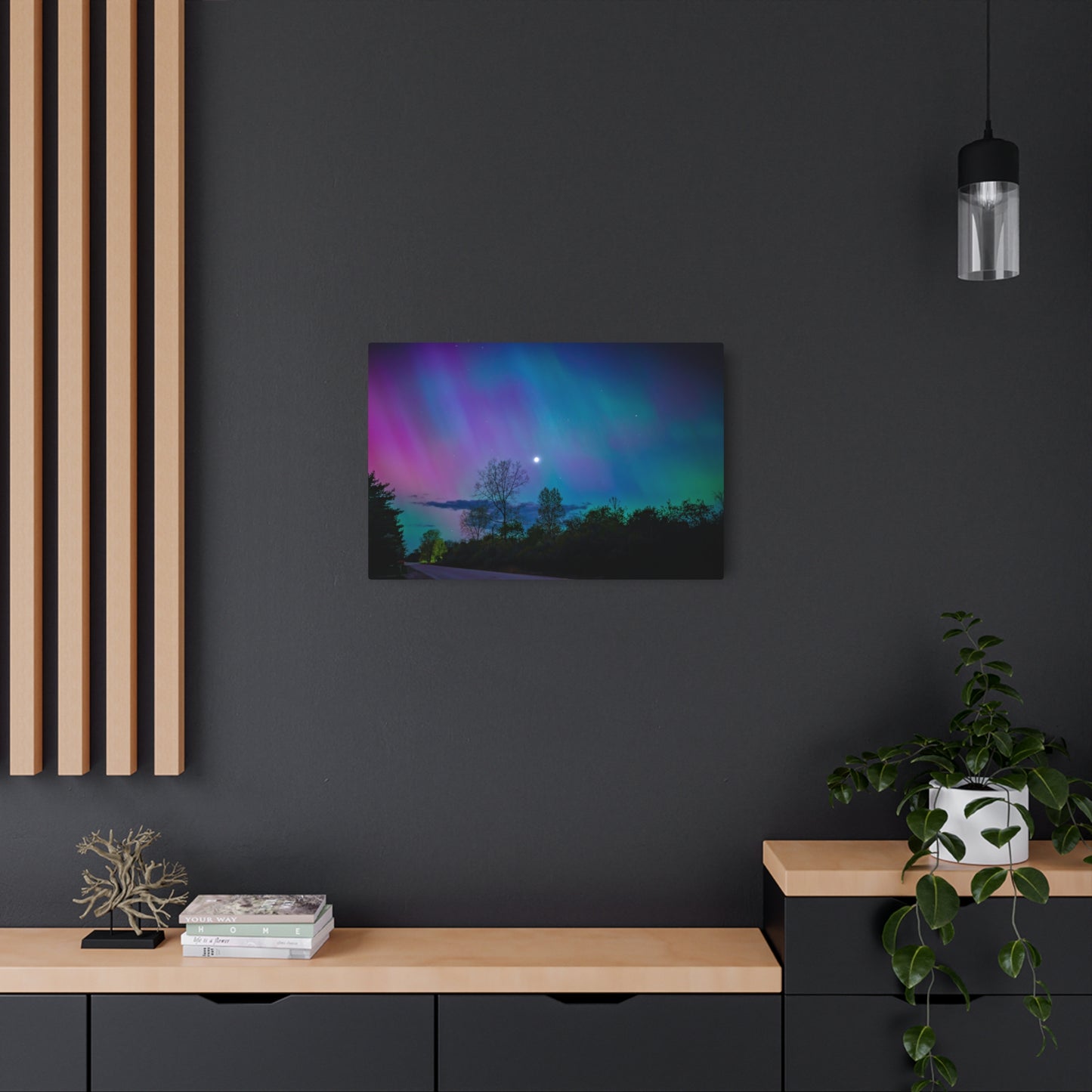 Lunar Whisper Amidst the Aurora’s Embrace Metal Art