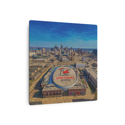 Urban Symphony: Detroit’s Skyline and Little Caesars Arena Dance in Metal Prints